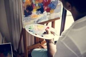 Black Artist Man Doing His Art Work